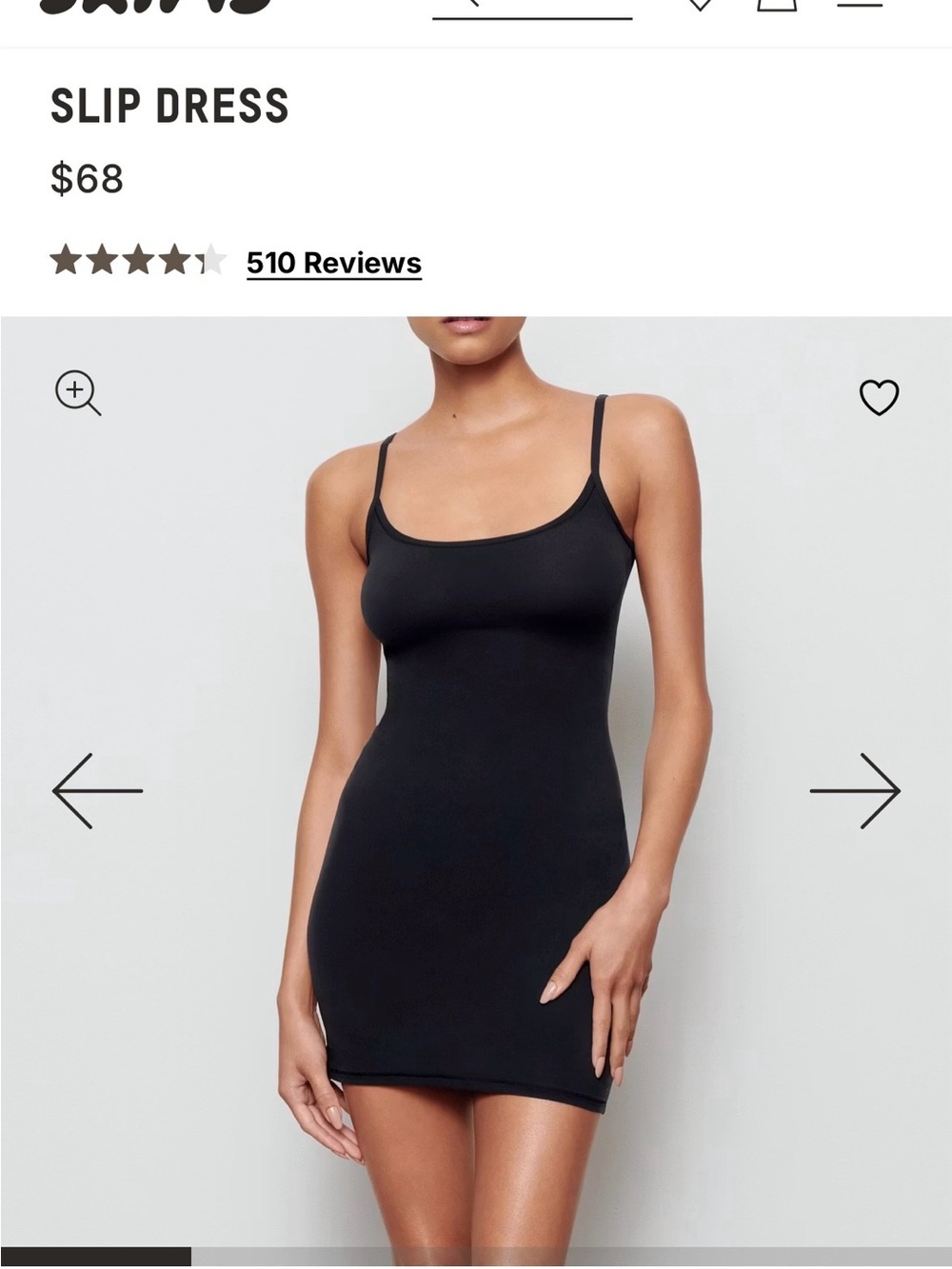 SKIMS Black Slip Mini Dress